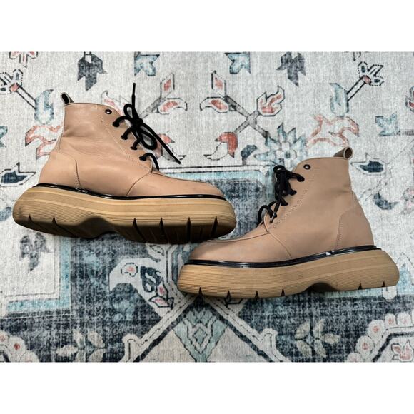 Free People Mara Combat Lace Up Boots Taupe Leather Sz 38 - Picture 6 of 10